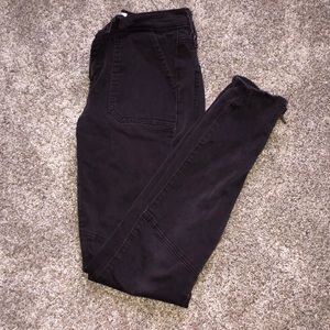 Purple skinny utility pants